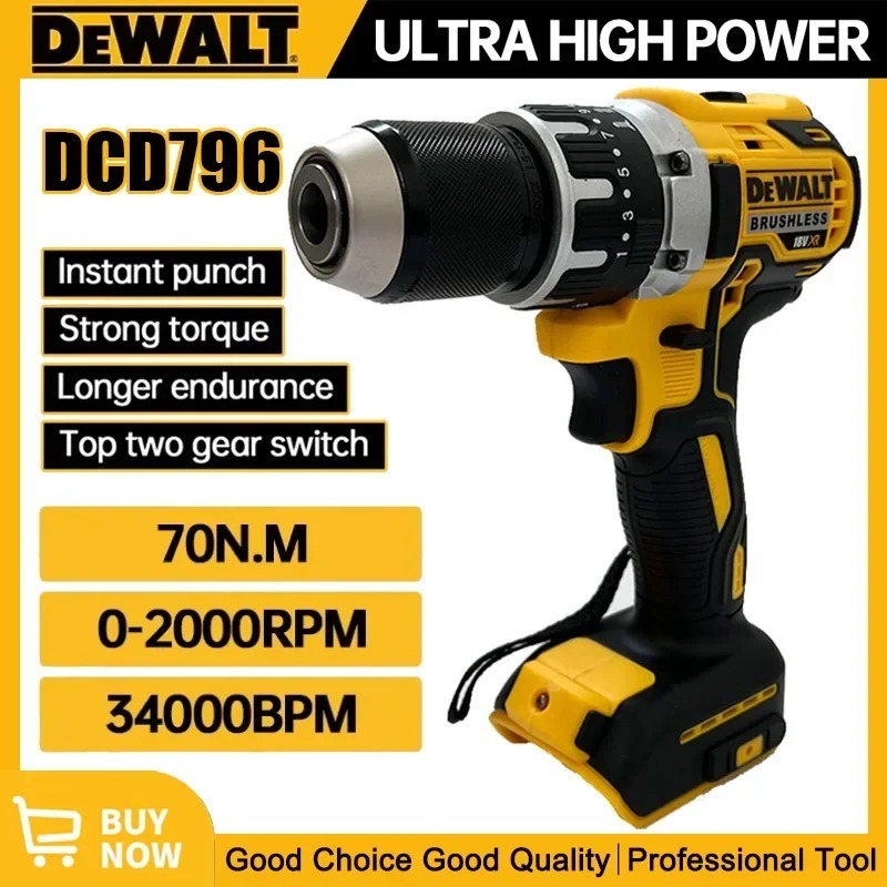 Cordless Drill Driver - Wiertarko-wkrętarka akumulatorowa Dewalt DCD796, bezszczotkowa, kompaktowa,
