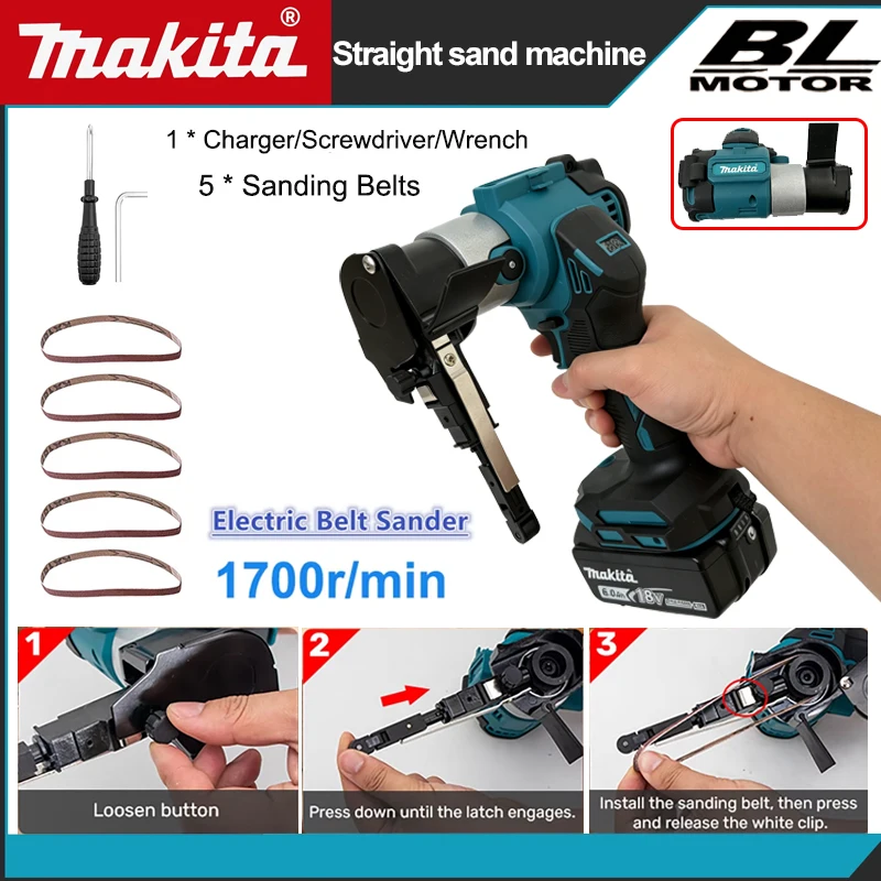 Belt Sander Portable - Szlifierka taśmowa akumulatorowa Makita, bezszczotkowa, mini,